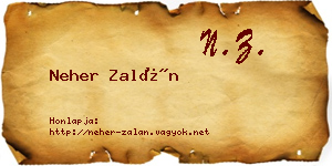 Neher Zalán névjegykártya